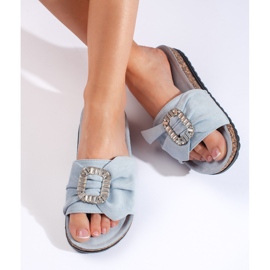 Modré žabky s korkovou podrážkou modrý 2