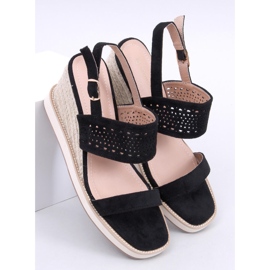 Debeve Černé espadrilkové sandály na klínku černá 1 Debeve Černé espadrilkové sandály na klínku černá 1