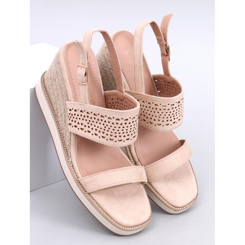 Debeve Beige sandály na klínku espadrilky béžový 1