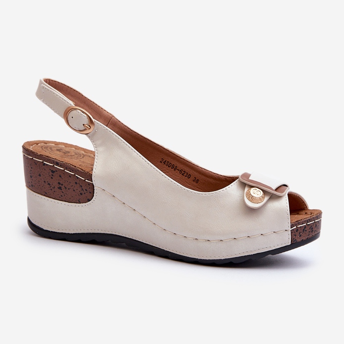 Evento Dámské lehké sandály na klínu Pohodlné boty Béžová a stříbrná Efravia béžový 1