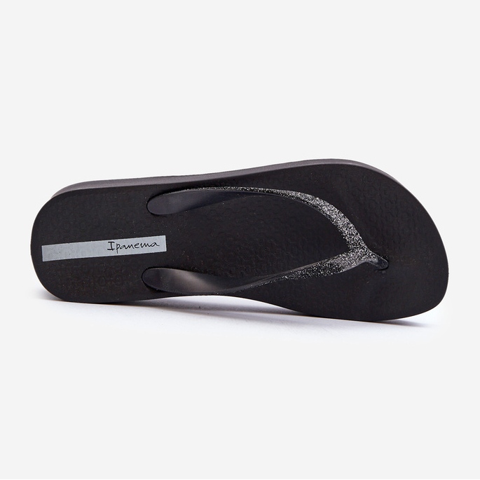 Dámské žabky s třpytivým páskem 83386 Ipanema Mesh Chic Plat Fem Black černý 1