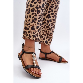 Dámské ploché sandály s ozdobami černá Muridia 2