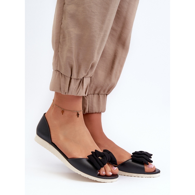 Dámské gumové balerínky s mašlí, černá georia 1 Dámské gumové balerínky s mašlí, černá georia 1