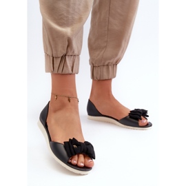 Dámské gumové balerínky s mašlí, černá georia 2 Dámské gumové balerínky s mašlí, černá georia 2