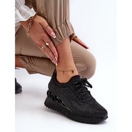 S.Barski Dámské tenisky na klínku zdobené zirkony D&A MR38-377 černé černá 1 S.Barski Dámské tenisky na klínku zdobené zirkony D&A MR38-377 černé černá 1