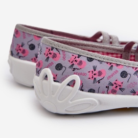 Befado Pantofle balerínky pro holčičky s koťaty 116Y327 Šedá a Růžová růžový 2