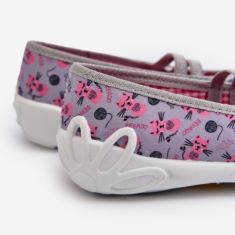 Befado Pantofle balerínky pro holčičky s koťaty 116Y327 Šedá a Růžová růžový 2