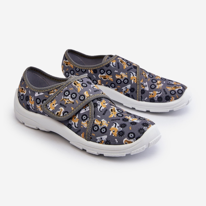 Pohodlné chlapecké pantofle na suchý zip Befado 974Y552 Grey šedá 1 Pohodlné chlapecké pantofle na suchý zip Befado 974Y552 Grey šedá 1