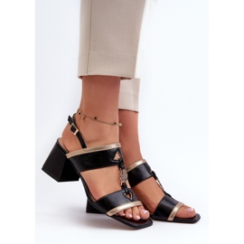 Kožené elegantní sandály na bloku Laura Messi 2768 Black černý 1