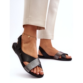 Zazoo 40141 Kožené sandály se suchým zipem, černé černá 1