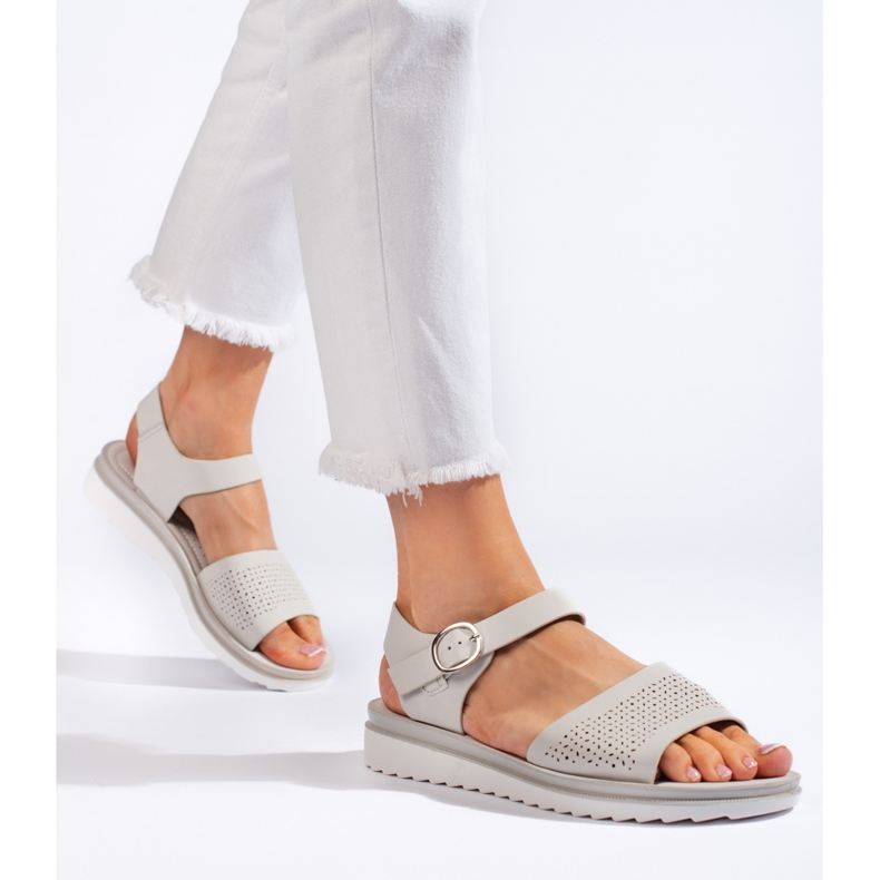 Šedé prolamované sandály na platformě Sergio Leone šedá 1