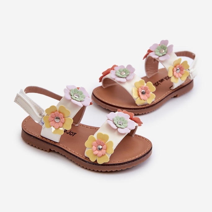 Dětské sandály zdobené květinami Multicolor Tinette bílý 2 Dětské sandály zdobené květinami Multicolor Tinette bílý 2