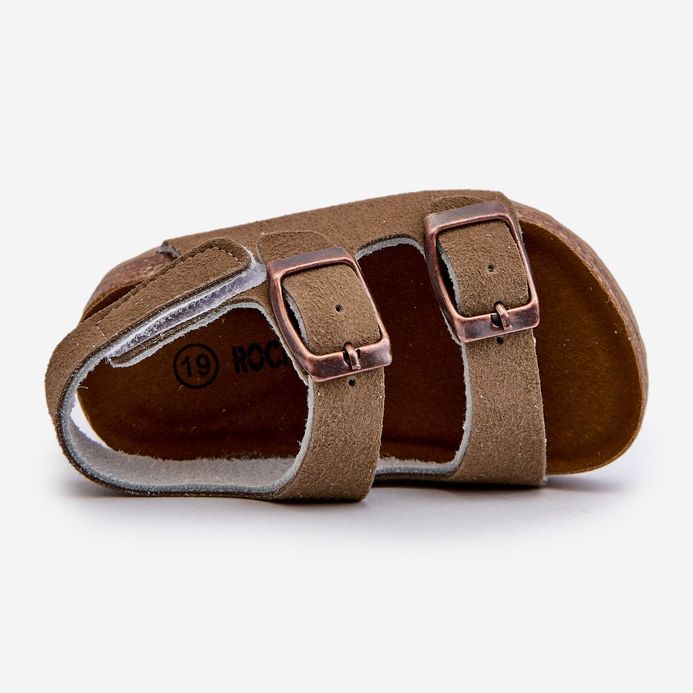 Dětské sandály na korkové platformě, zapínání na suchý zip, Khaki Rorria béžový 2