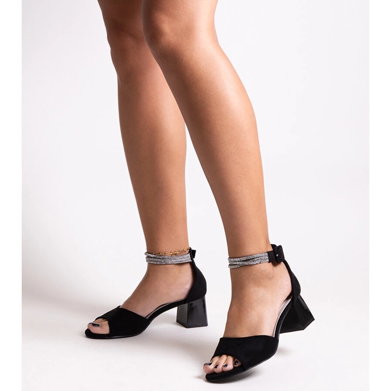 Sandály na vysokém podpatku s koženou stélkou Nadira černá 1