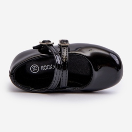 Lakované dětské balerínky s ramínky, černá Margenis černý 2