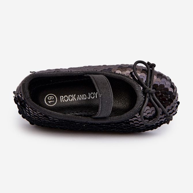 Dětské balerínky zdobené flitry, Black Weries černá 2