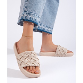 Dámské béžové pletené pantofle béžový 1