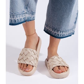 Dámské béžové pletené pantofle béžový 2