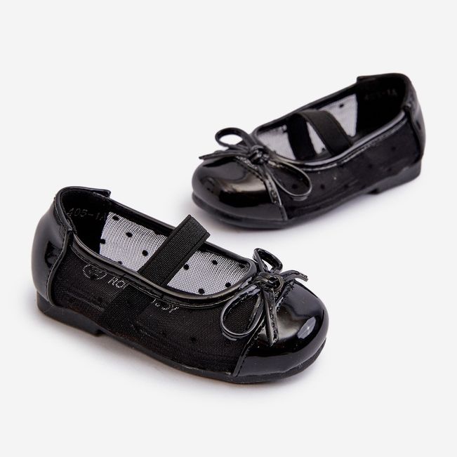 Dětské balerínky s mašlí, Black Jellema černá 2 Dětské balerínky s mašlí, Black Jellema černá 2
