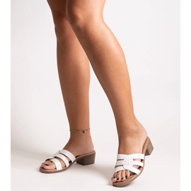 Lidiene bílé muly na vysokém podpatku bílý 1