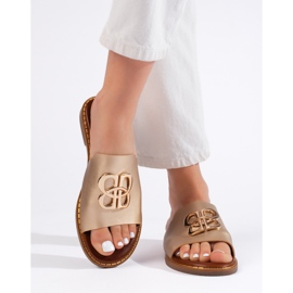 Zlaté dámské žabky se zdobením zlatý 2