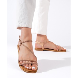 Dámské hnědé třpytivé sandály hnědý 2