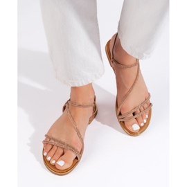 Dámské hnědé třpytivé sandály hnědý 1