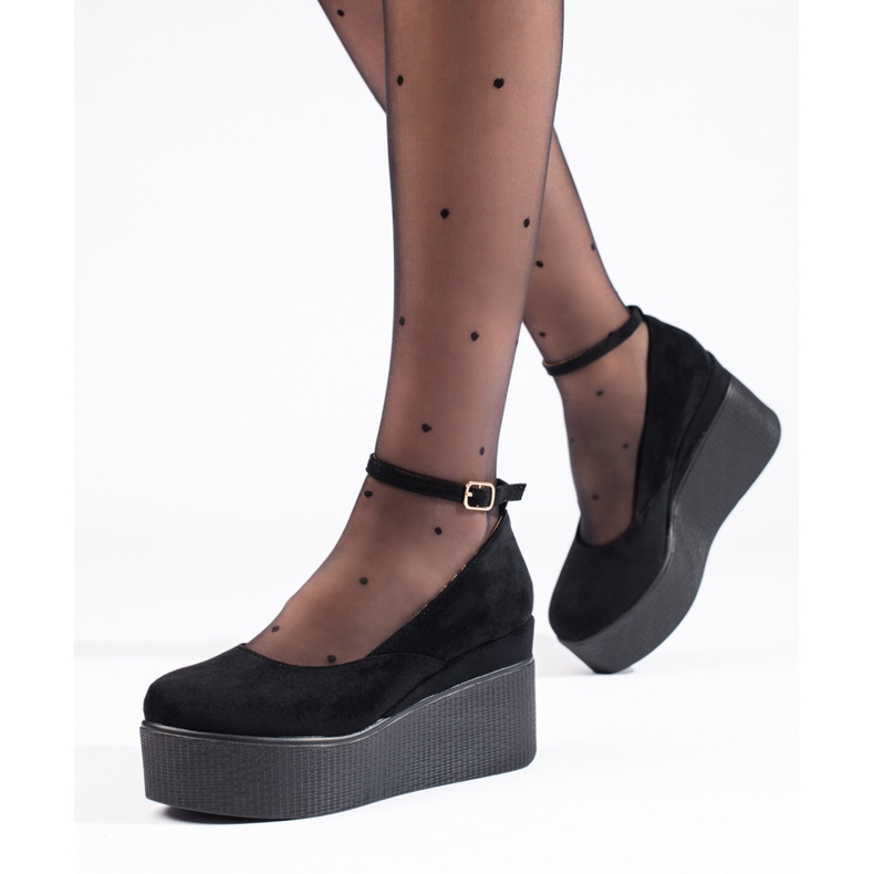 Černé lodičky na klínku černý 1