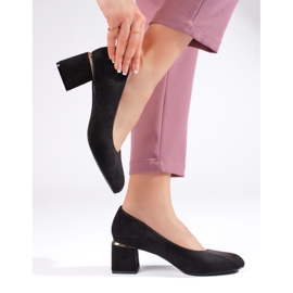 Černé semišové vysoké podpatky černý 2