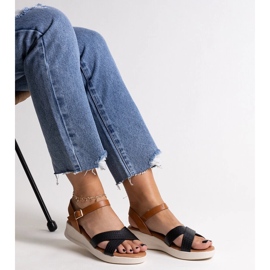 Černohnědé nízké sandály na klínku značky Hakima černý 1