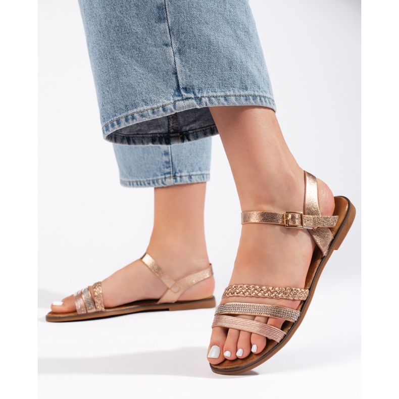 Dámské zlaté ploché sandály zlatý 1