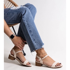 Béžové sandály na nízkém podpatku Basina béžový 1