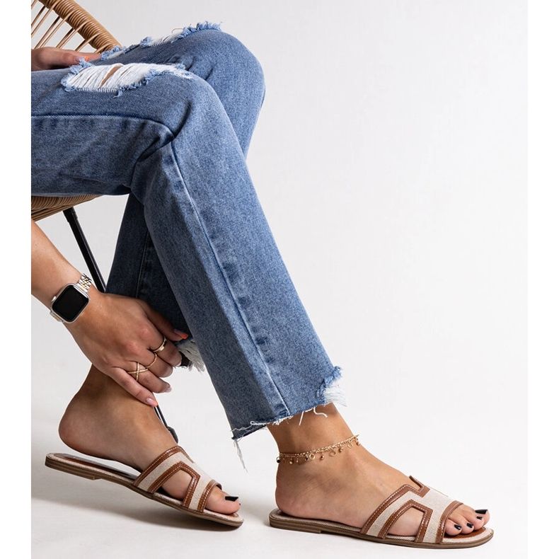 Hnědé klasické žabky Baya béžový 1