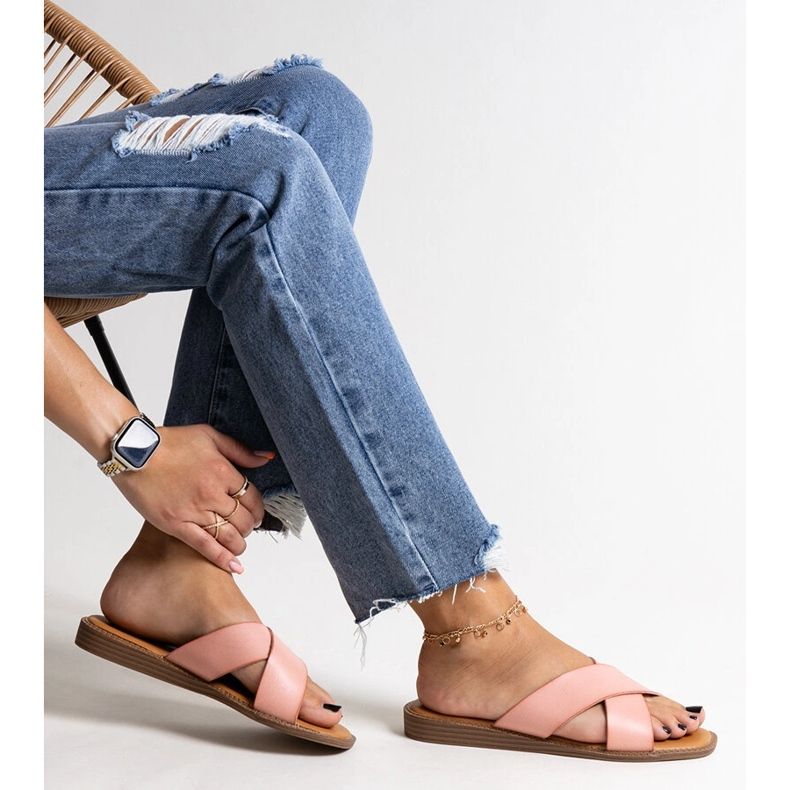 Růžové žabky z eko kůže Klementyna růžový 1