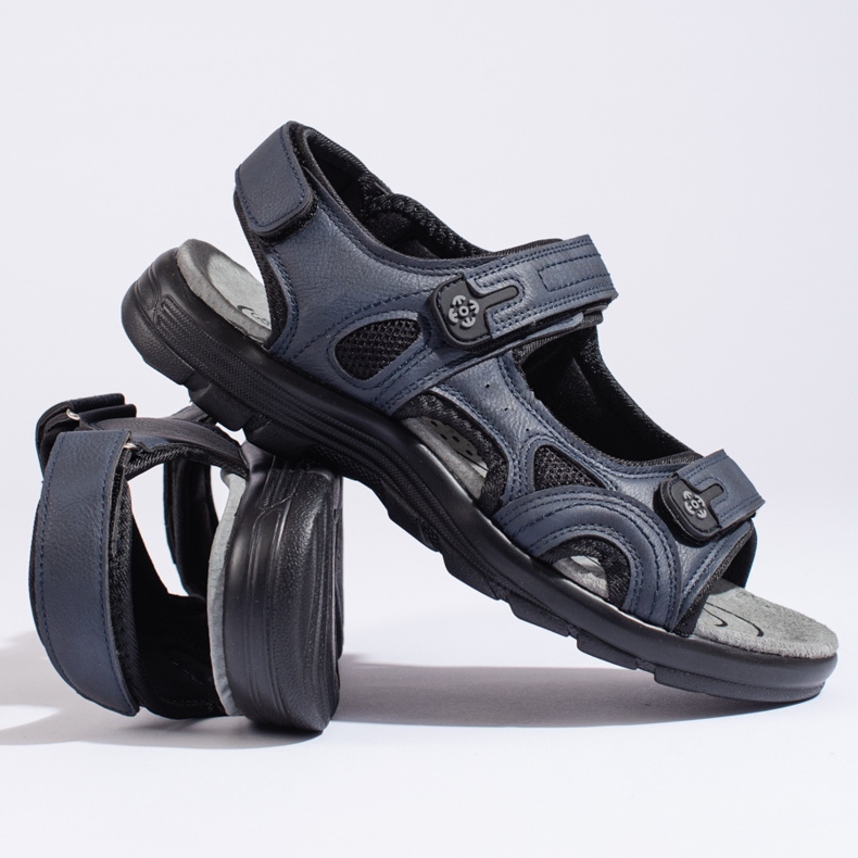 Pánské tmavě modré sportovní sandály se suchým zipem modrý 1