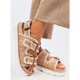 Badey Khaki sandály na platformě béžový 2
