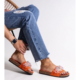 Oranžové žabky zdobené kamínky Negistina oranžový 1