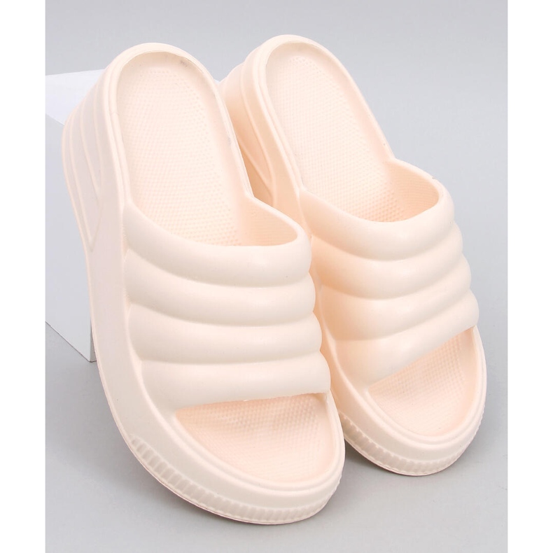 Pěnové sandály Diames Beige na klínku béžový 1