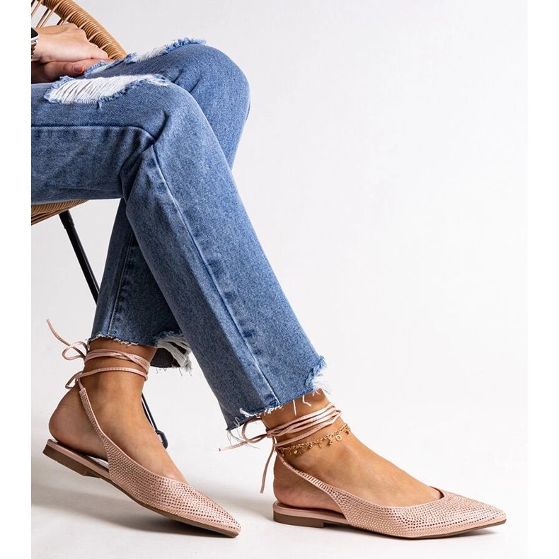 Safinové šněrovací růžové balerínky s kamínky růžový 1 Safinové šněrovací růžové balerínky s kamínky růžový 1