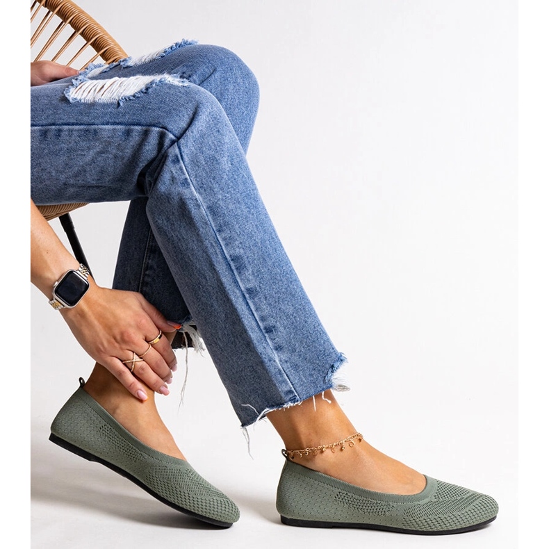 Zelené látkové balerínky od Yafie zelená 1