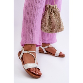 Dámské ploché sandály s řemínky S.Barski KV27-010 bílá a stříbrná stříbrný 1