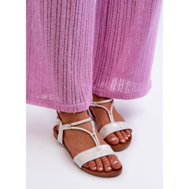 Dámské ploché sandály s řemínky S.Barski KV27-010 bílá a stříbrná stříbrný 2