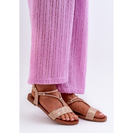 Dámské ploché sandály s řemínky S.Barski KV27-010 Gold zlatý 1