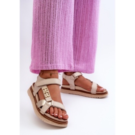 Zazoo 50103 Dámské kožené sandály na platformě, béžová béžový 2 Zazoo 50103 Dámské kožené sandály na platformě, béžová béžový 2