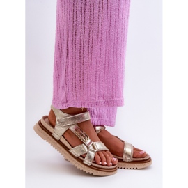 Zazoo 50103 Dámské kožené sandály na platformě, zlaté zlatý 1