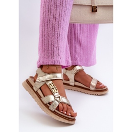 Zazoo 50103 Dámské kožené sandály na platformě, zlaté zlatý 2