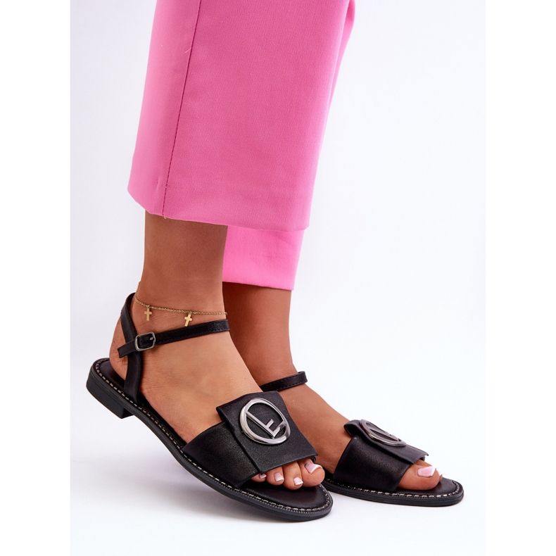 Dámské sandály s ozdobou S.Barski KV27-045 Černá 1