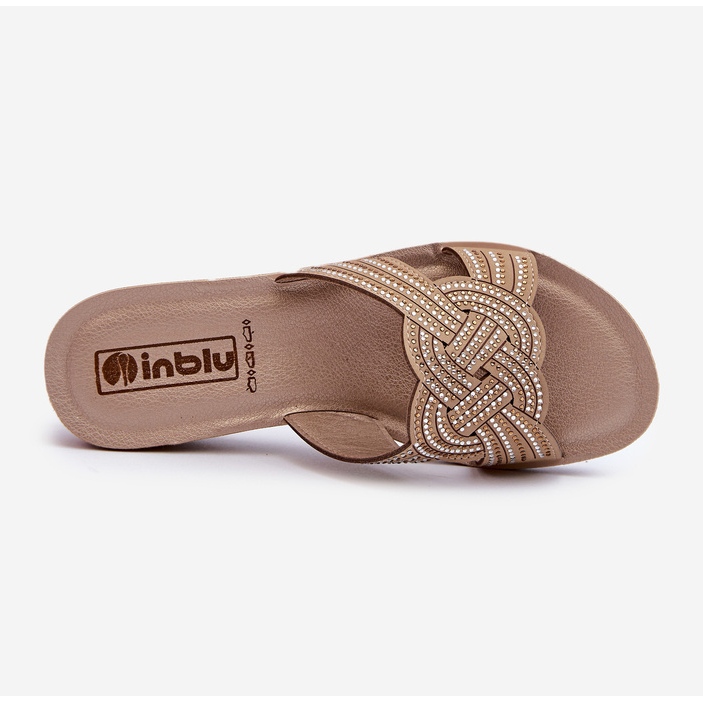 Pohodlné dámské žabky s kubickými zirkony Inblu BV000037 béžová béžový 1