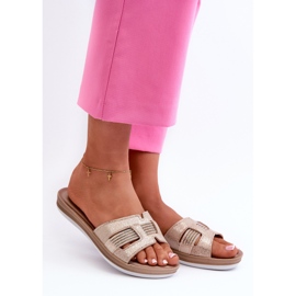 Pohodlné lesklé dámské žabky Inblu BA000050 Gold zlatý 1