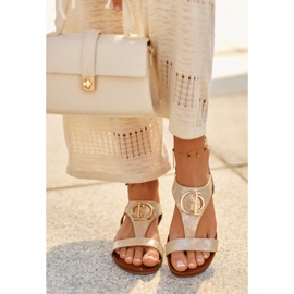 Dámské ploché sandály s ozdobou S.Barski KV27-051 Gold zlatý 2